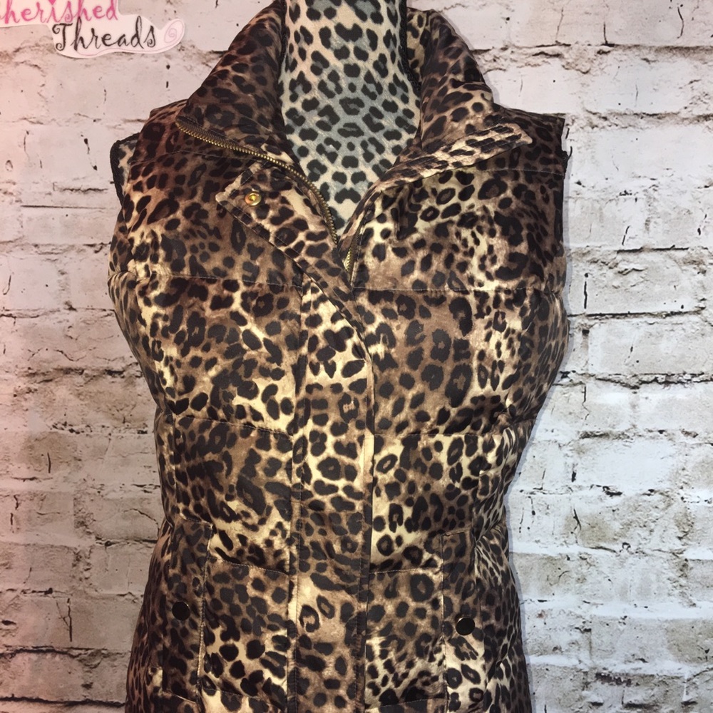 Charter Club Puffy Vest Cheetah/Leopard Print